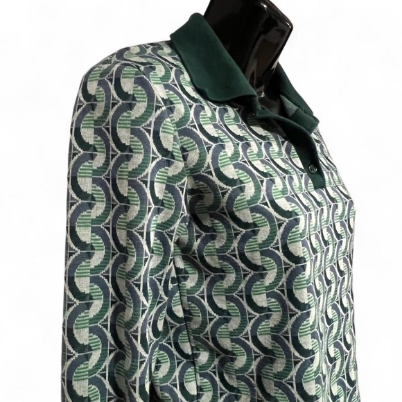 Zara Green Geometric Long Sleeve Blouse - Picture 4 of 5